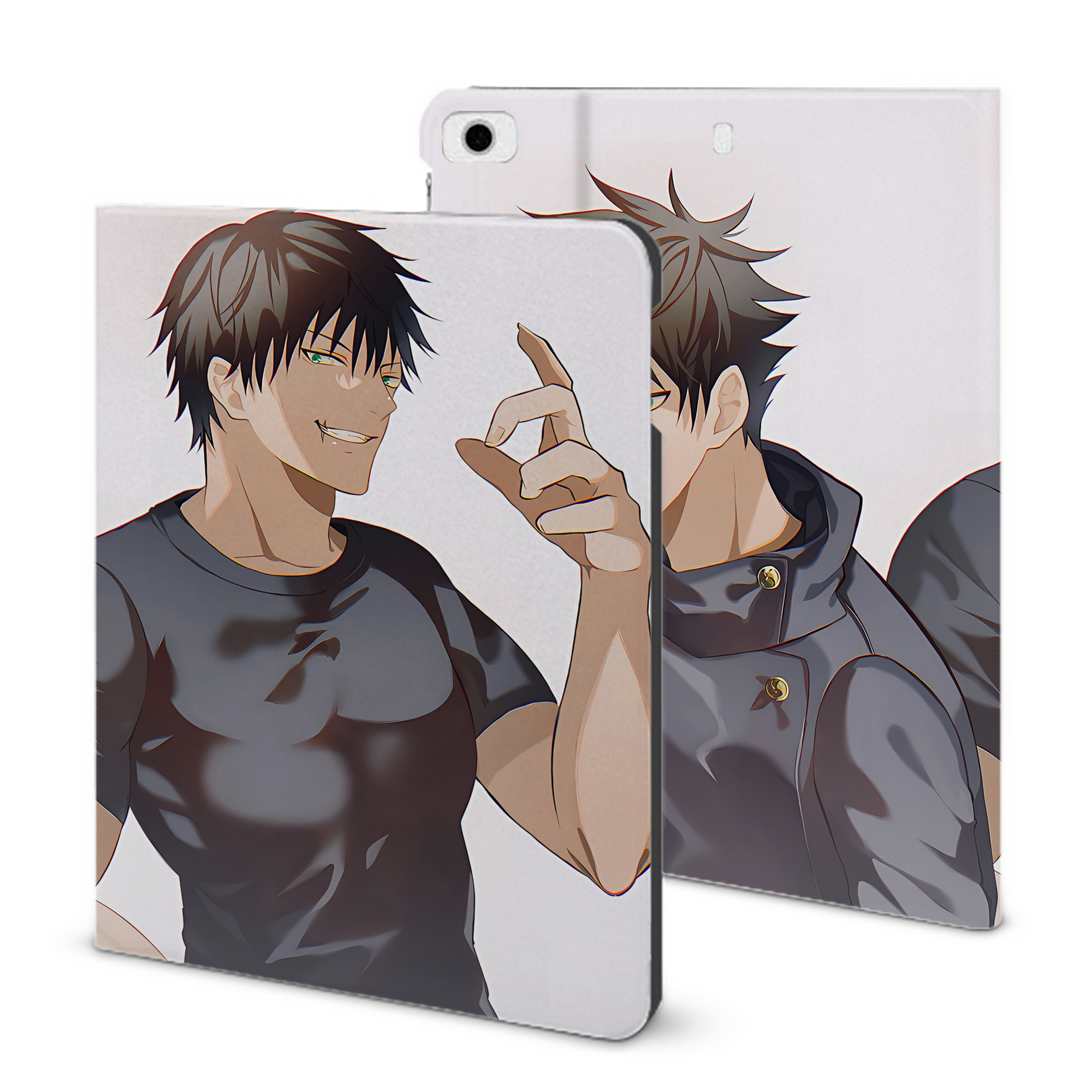 （画像用） 呪術廻戦 Jujutsu Kaisen IPad ケース ブック型 PUレザー TPU 耐衝撃 軽量 薄型 ペン収納なし 全面保護 IPad 各モデル対応